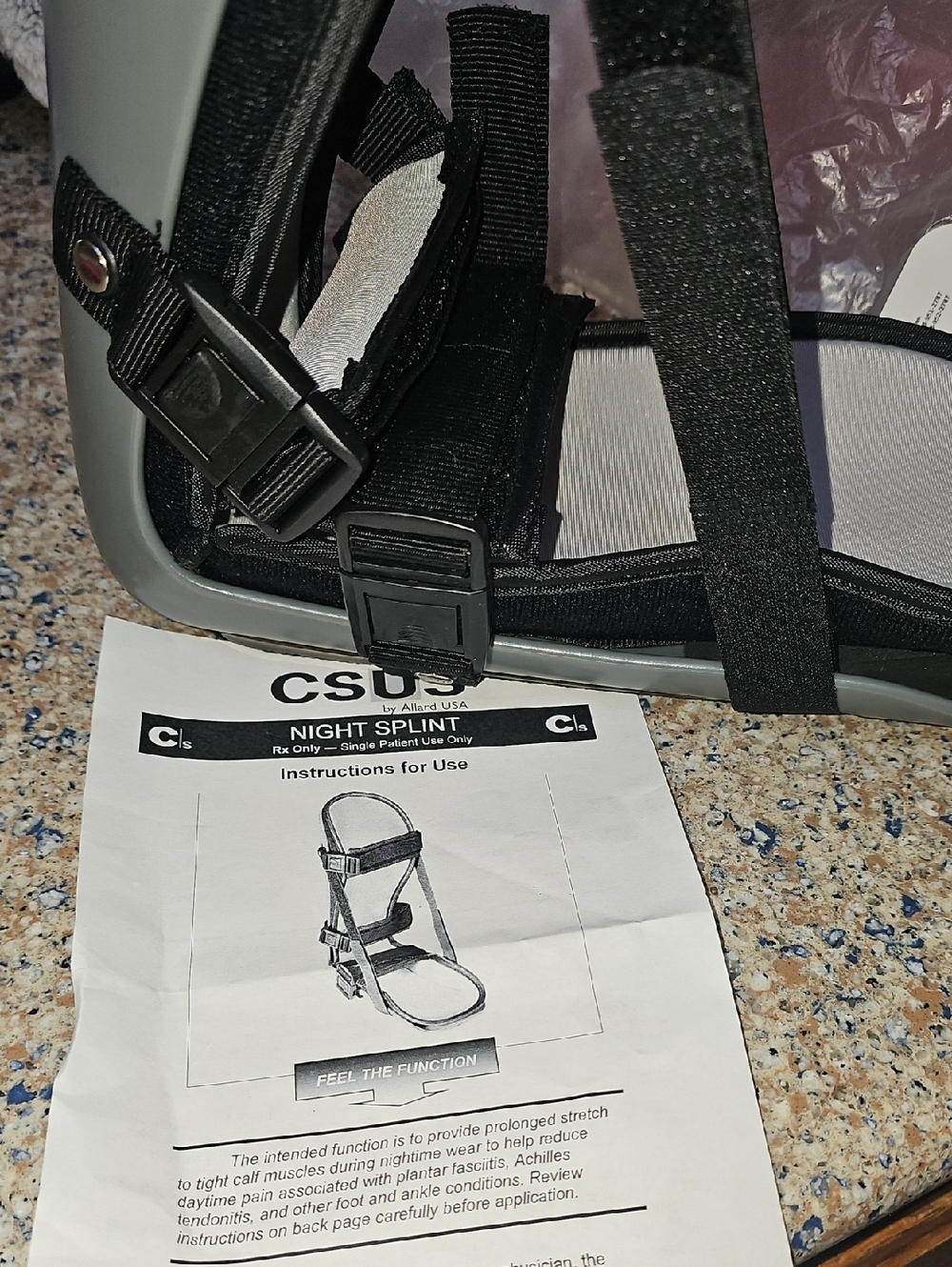 CSUS Night Splint in Black For Plantar Fasciitis, Ach. Tendon/foot-ankle Medium